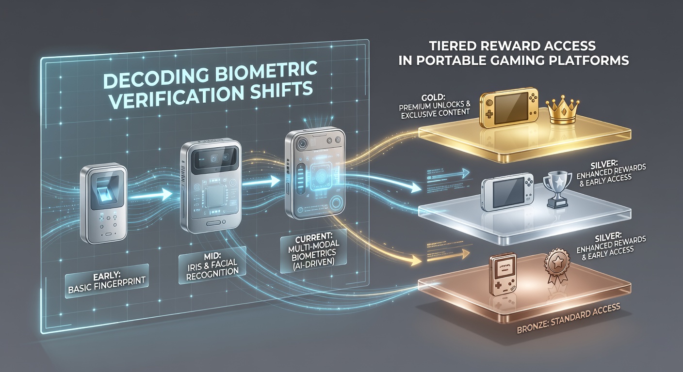 Biometrische Verifizierung auf einem mobilen Gaming-Gerät mit Gesichtserkennung und Belohnungsanzeige
