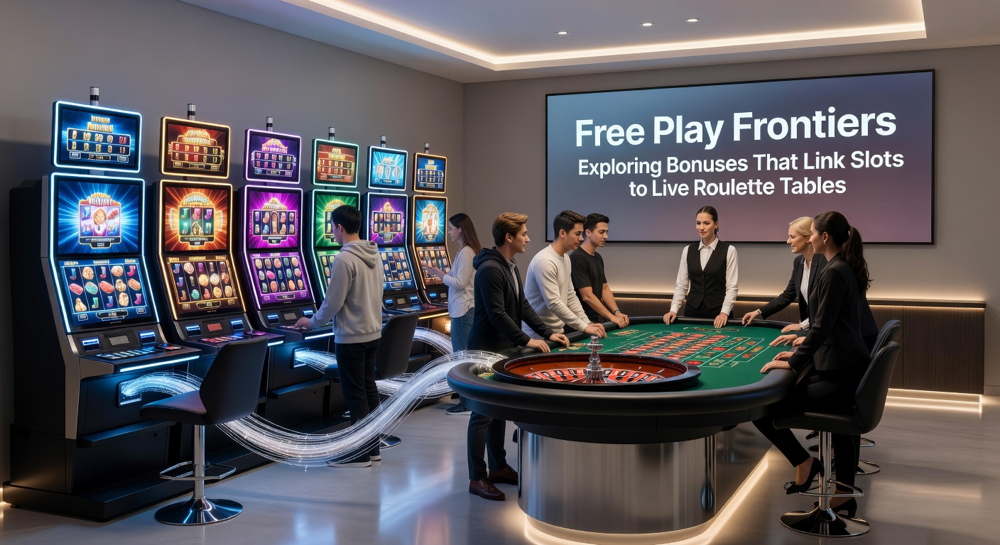 Bunte Slot-Maschinen und ein Live-Roulette-Tisch, verbunden durch leuchtende Bonus-Pfade, symbolisieren hybride Spielwelten