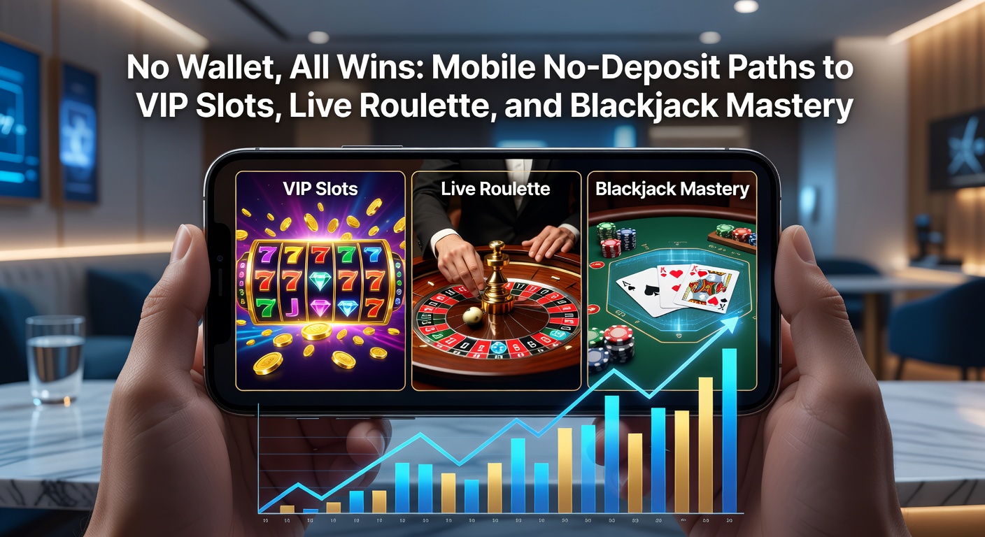 Live-Roulette-Tisch auf Mobilgerät mit VIP-Chat und No-Deposit-Chips, daneben Blackjack-Strategie-Tabelle